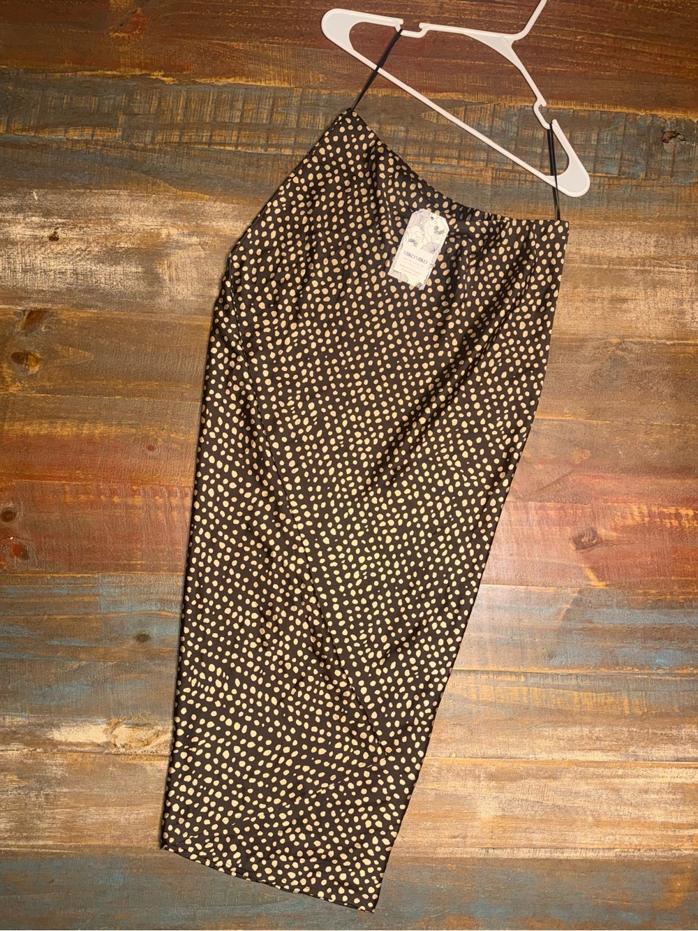 Dress Forum Chocolate Brown Maxi Skirt with Cream Polka Dot Print